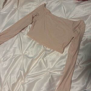 Long Sleeve peachy pink Crop Top